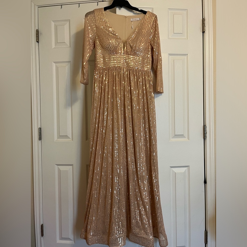 Rose gold sequin party dress